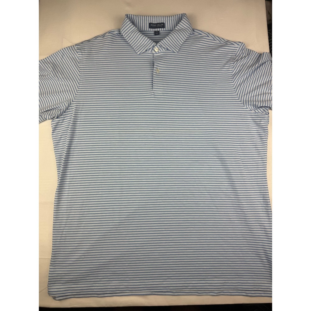 Peter Millar Polo XXL Blue Striped Crown Crafted Short Sleeve Golf Shirt